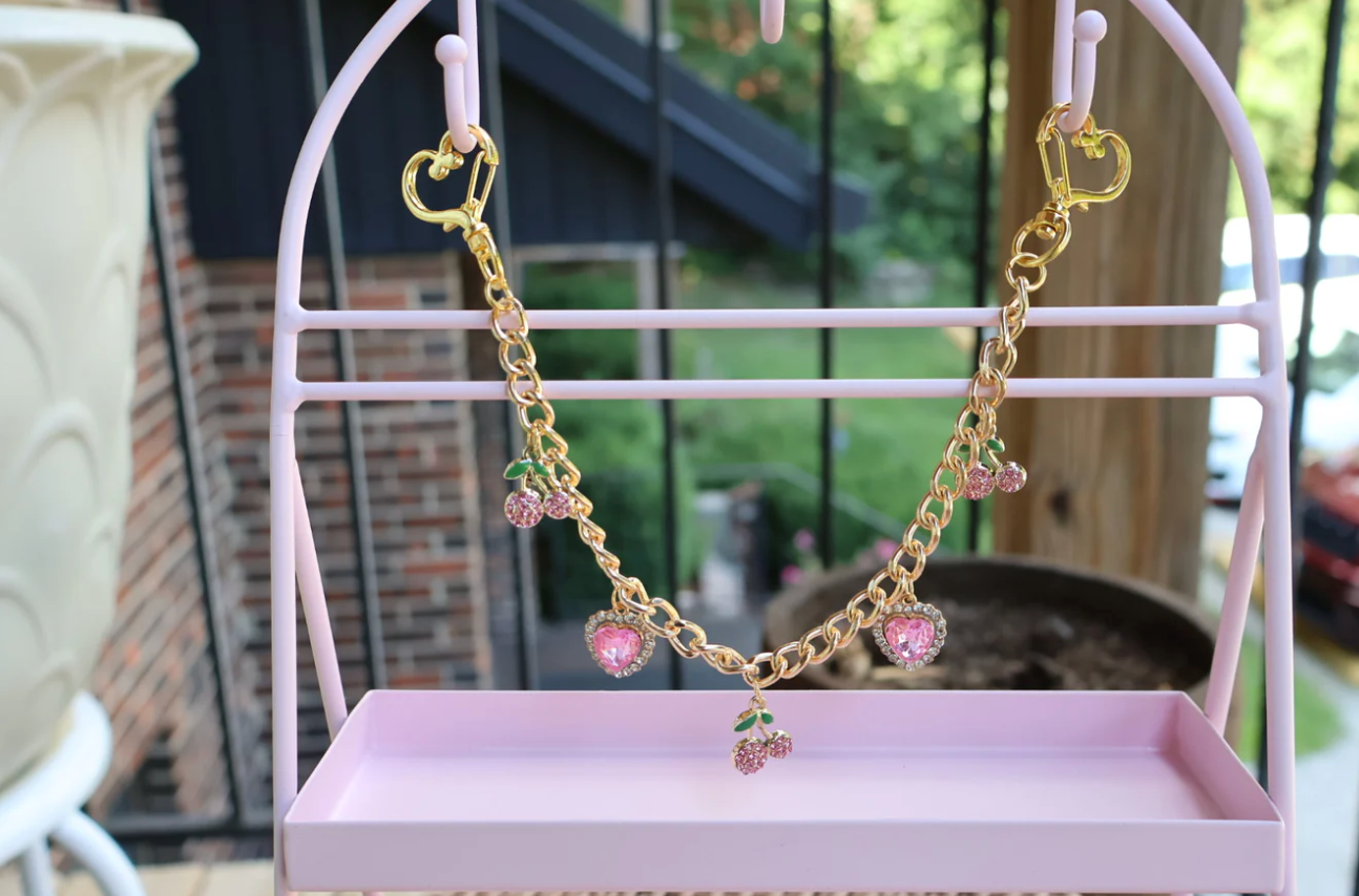 Pink Heart & Cherry Charm