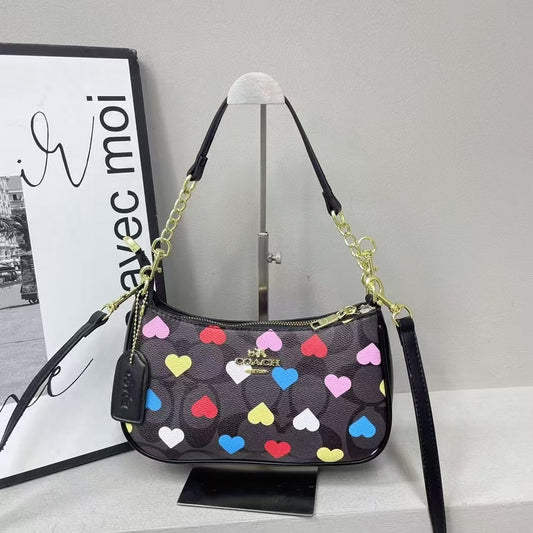 Black Colorful Hearts Bag