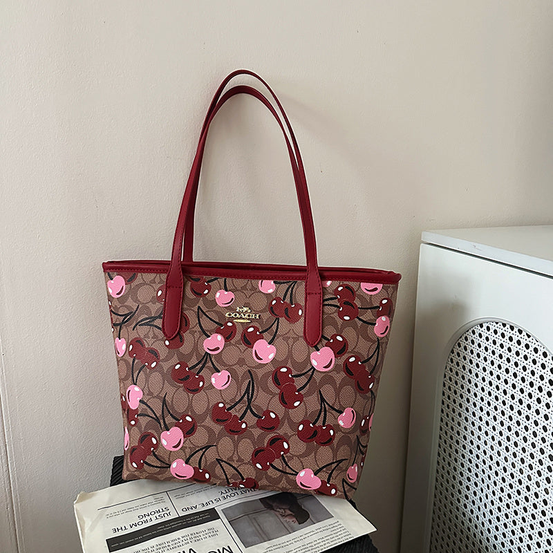 Brown Cherry Tote Bag