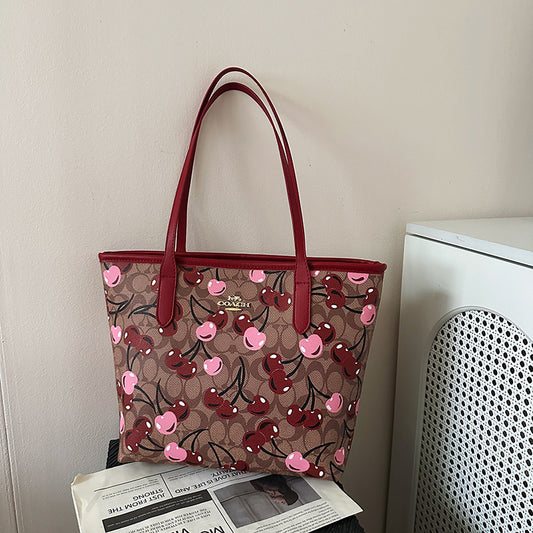 Brown Cherry Tote Bag