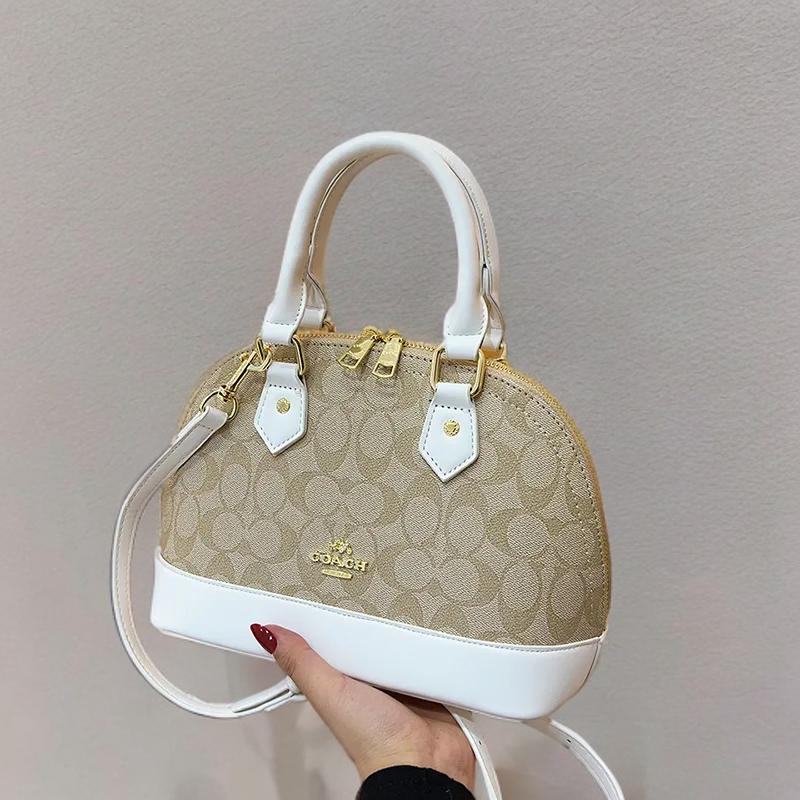 Brown and White Handbag